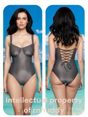 NWT Ta3 XL short cup D/DD pewter LIFTY shaping swimsuit